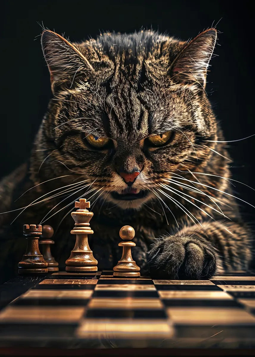 Wild Animals Chess Canvas Wall Art Poster – Tiger Lion Bear Canvas Wall Art Qst xx-1 20x30cm Unframed