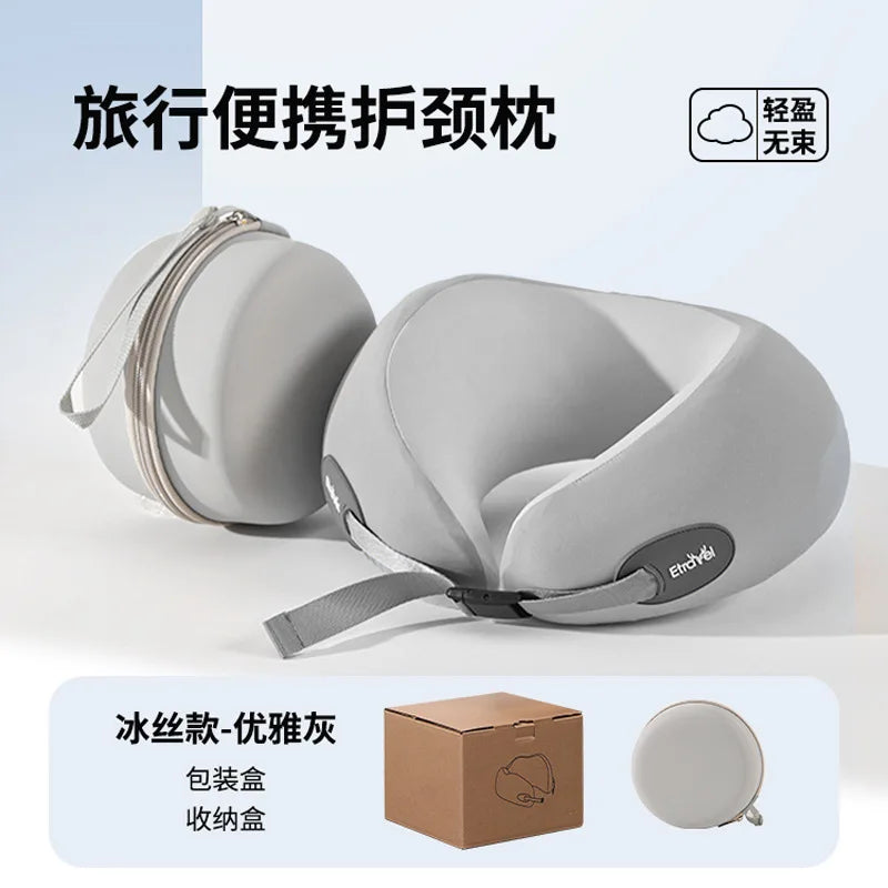 Memory Foam U-Shaped Travel Neck Pillow – Compact & Lightweight Travel Neck Pillow Qme GRAY