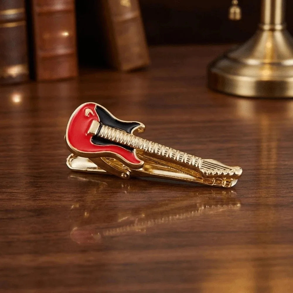 Guitar Tie Clip – Punk Music Metal Tie Bar for Men Tie Clip Qme