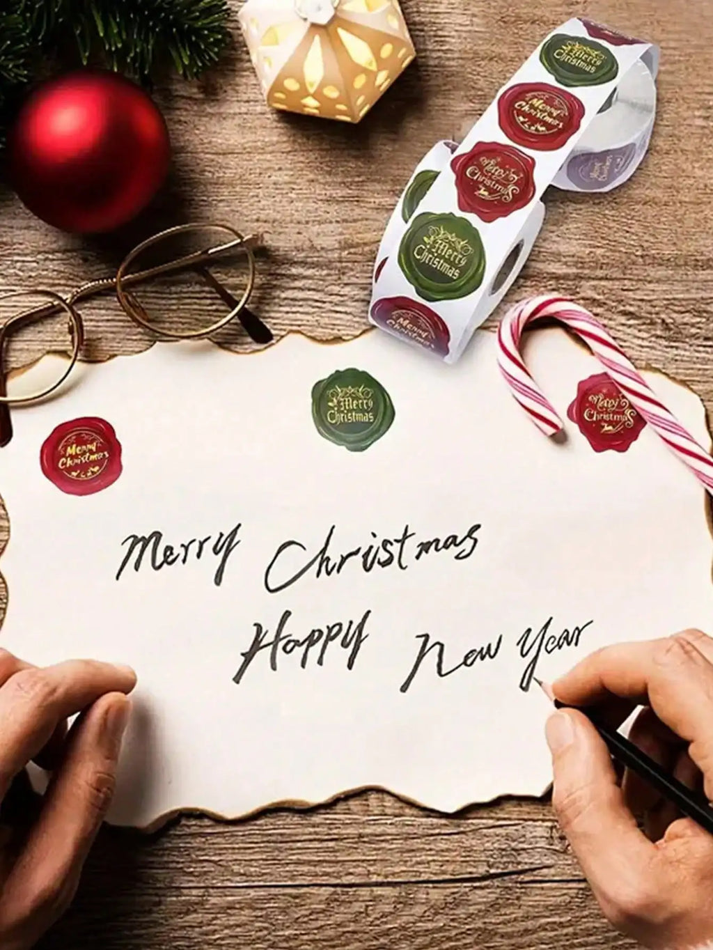 500-Sheet Merry Christmas Sticker Labels Roll | Gifts & Baking Christmas Sticker Labels Qme