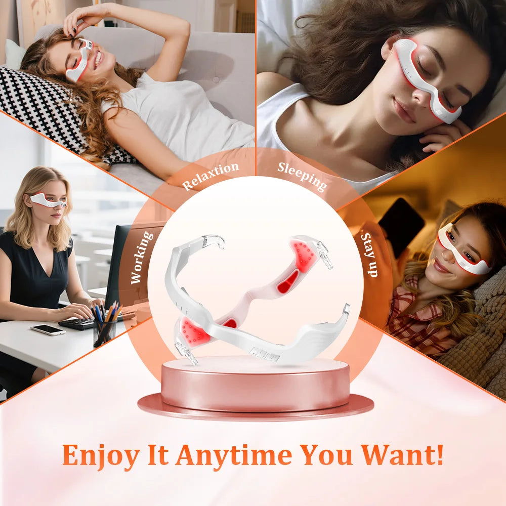 3D Eye Massager – Red Light Therapy & Microcurrent Eye Care Eye Massager Device Qst White