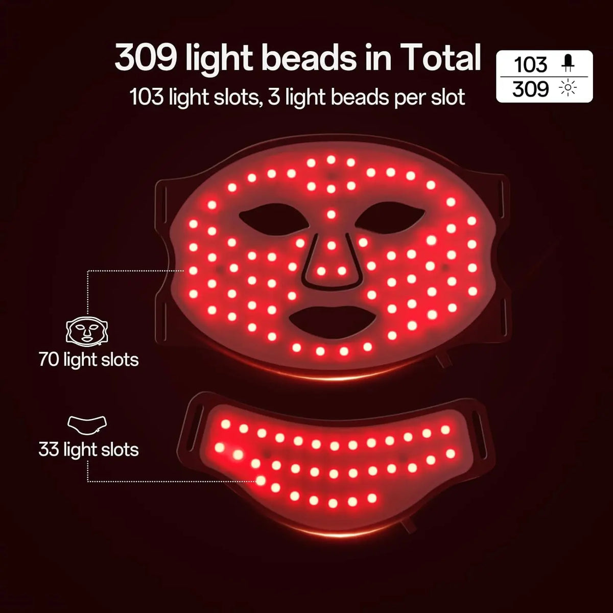 VIMYSHOW 7-Color LED Face & Neck Mask – Wireless Skin Care LED Skin Care Mask Qst