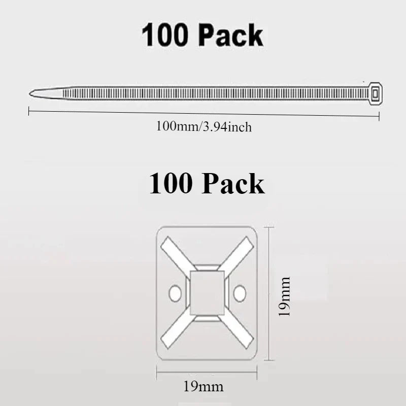 Self-Adhesive Zip Tie Mounts Cable Management Clips | 2 Colors Cable Management Clips Qme