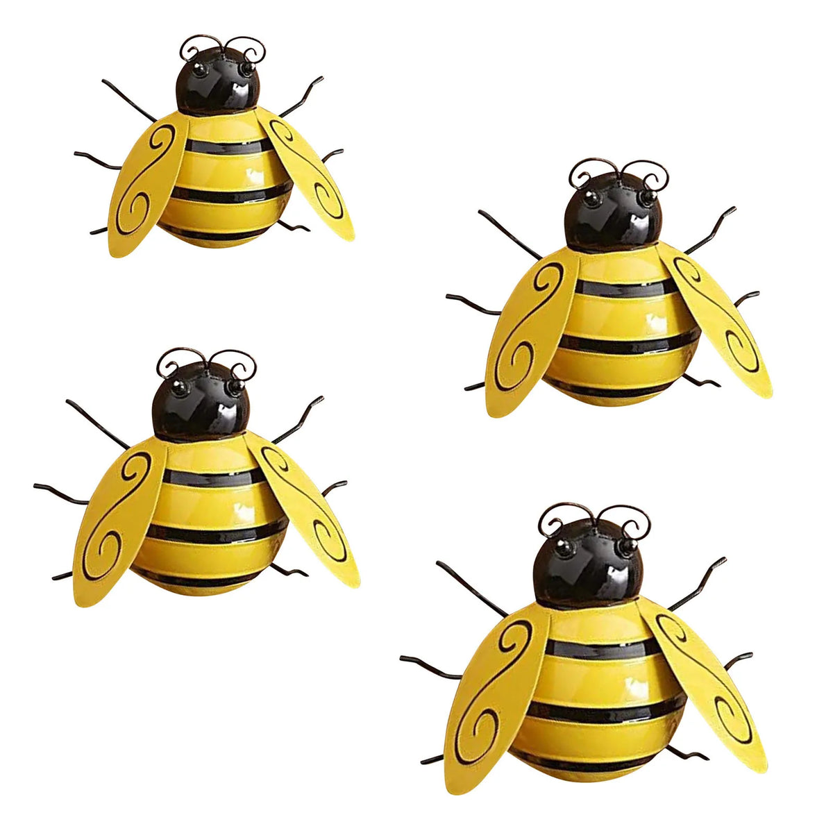Bumble Bee Garden Sculptures – 4 Pc Outdoor Patio Yard Decor Garden Sculpture Set Qme