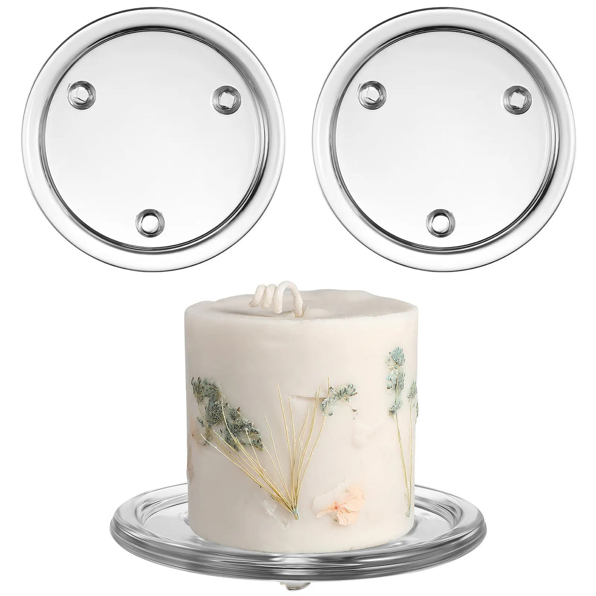 Round Glass Candle Holder Tray | Wedding & Dinner Party Décor Glass Decorative Tray Qme