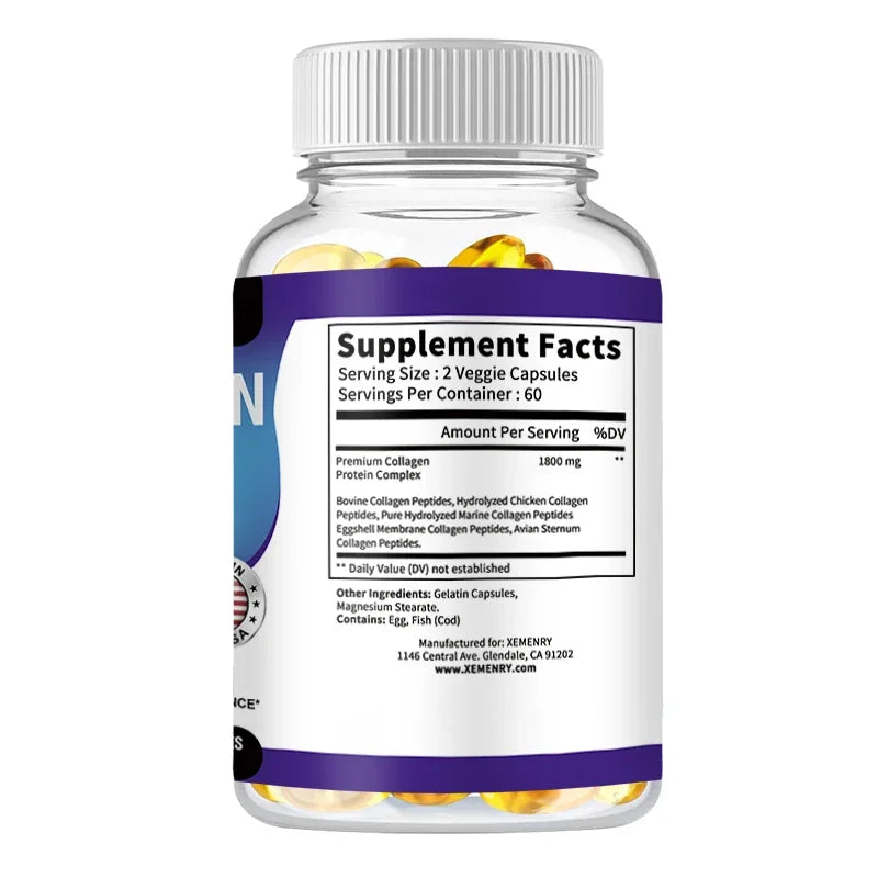 Premium Collagen Peptide Complex – Type I II III V Capsules Collagen Supplement Qst