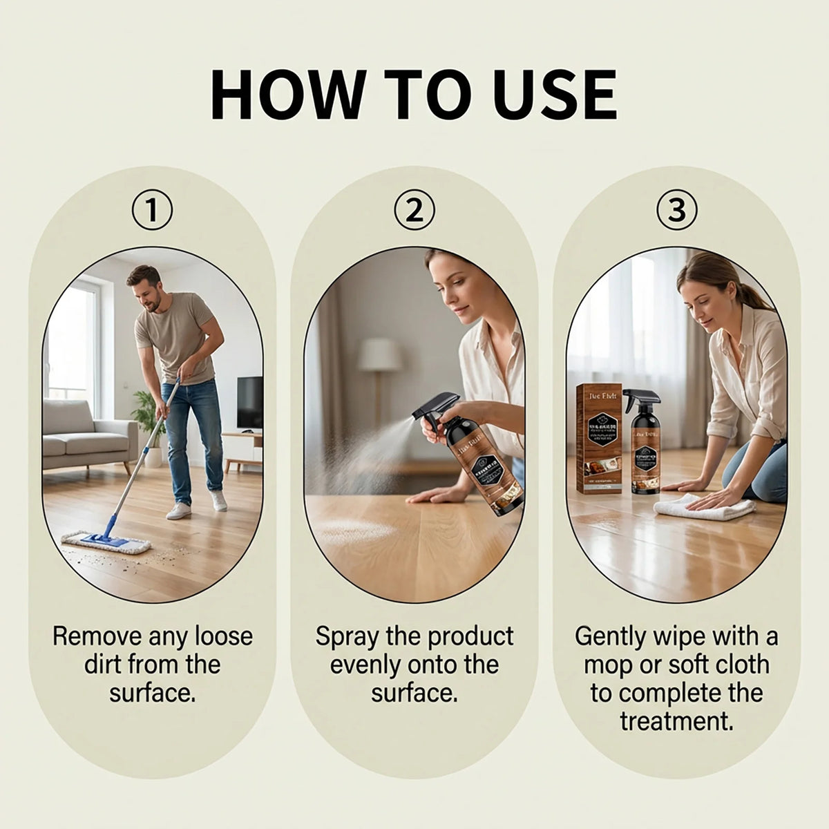 Wooden Floor Care Spray 120ml – Polish, Clean & Protect Floor Care Spray Qst