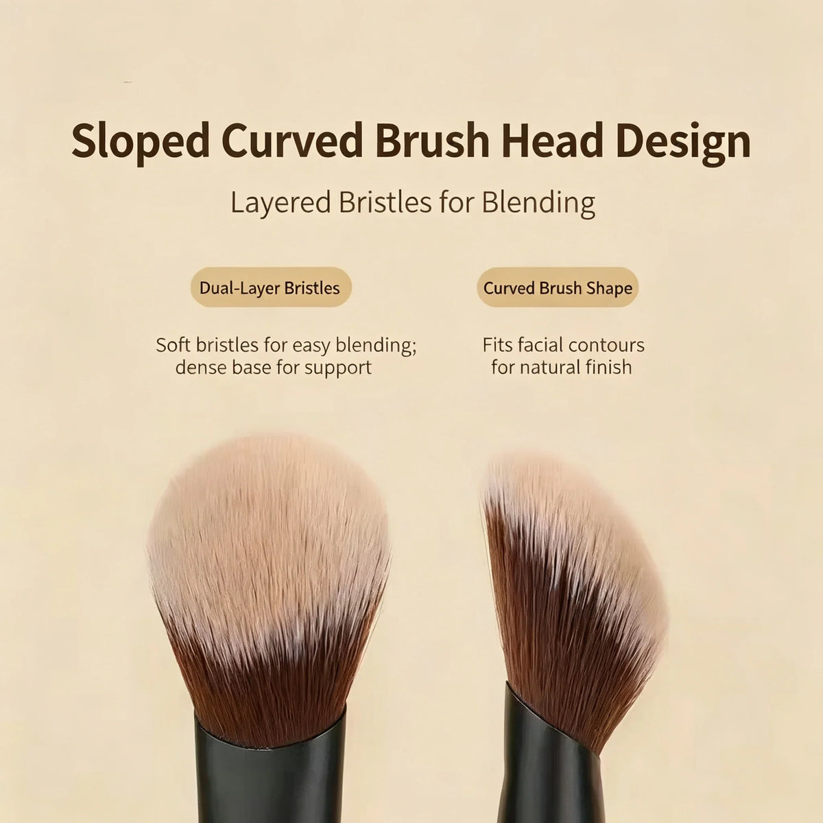 Slope Powder Blusher & Highlight Brush – Soft Bristles Makeup Brush Qme