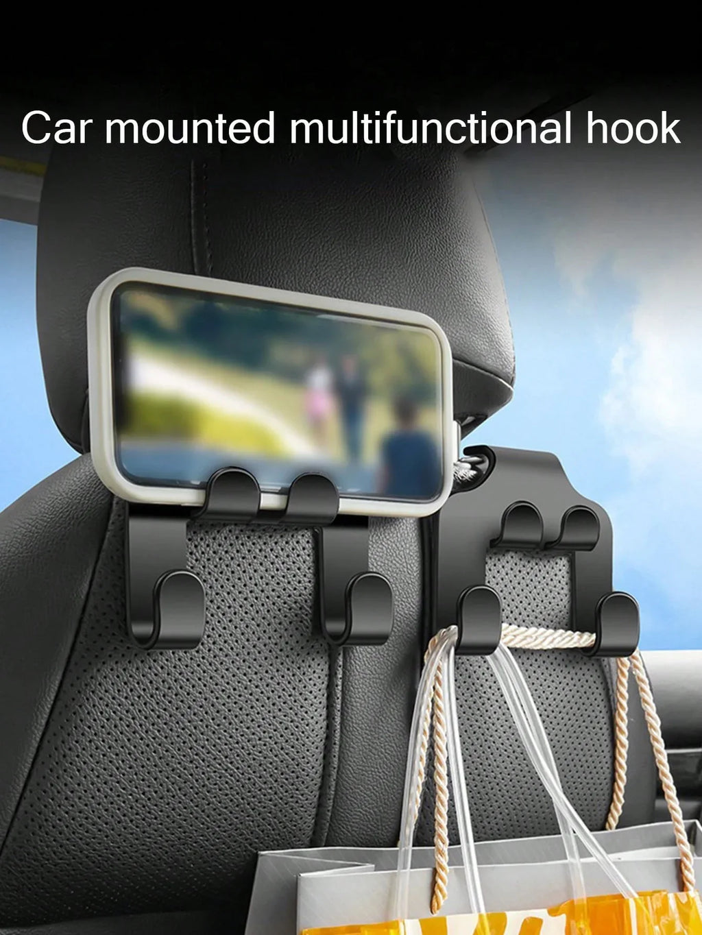 Car Rear Seat Phone Holder Hook & Storage Organizer – 2 Pack Car Storage Organizer Qme