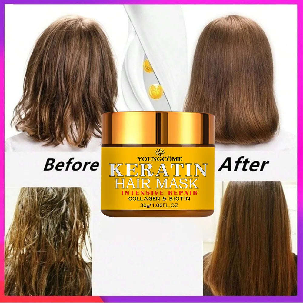 YOUNGCOME Keratin Hair Mask – Biotin & Collagen Treatment Keratin Hair Mask Qst