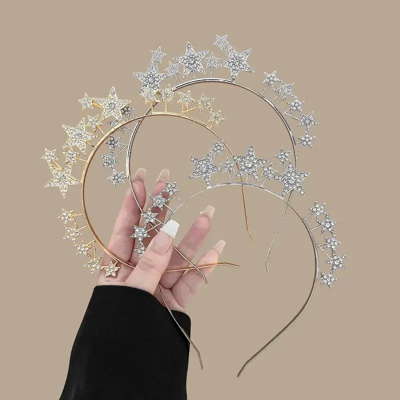 Rhinestone Pearl Star Headband – Party Festival Hair Accessory Fashion Headband Qst