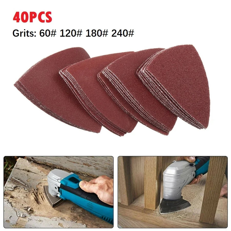 40-Pack Triangle Sanding Discs 60 120 180 240 Grit | 80mm Sanding Disc Set Qme Default Title
