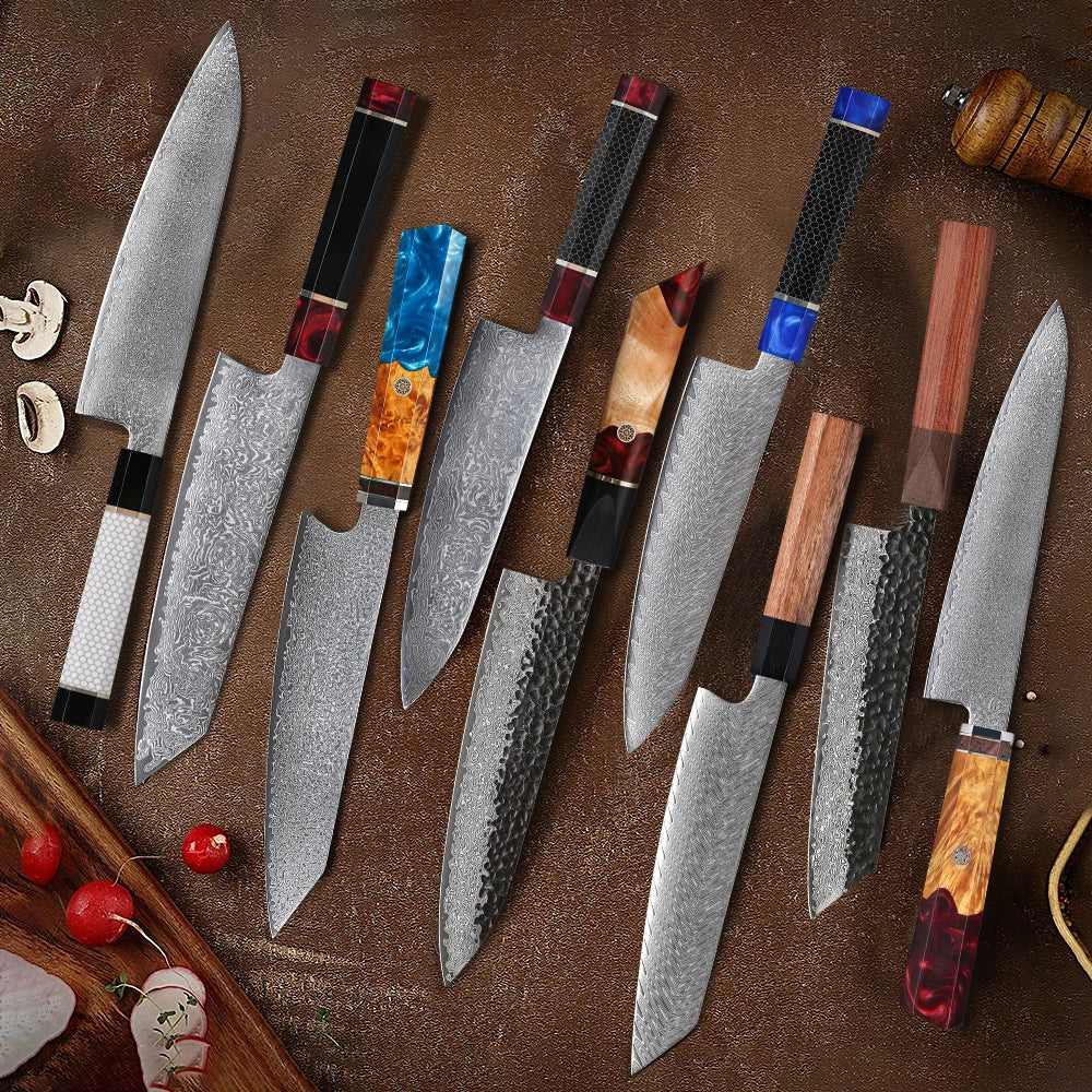 TURWHO Damascus Steel Kiritsuke Chef Knife DIY Kit – Blade & Handle Damascus Chef Knife Kit Qst