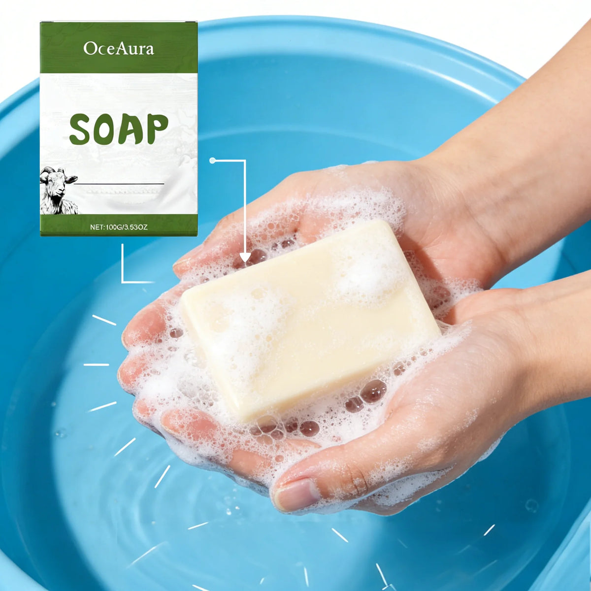 OceAura Goat Milk Soap – Natural Coconut Oil Handmade Bar Handmade Soap Bar Qst