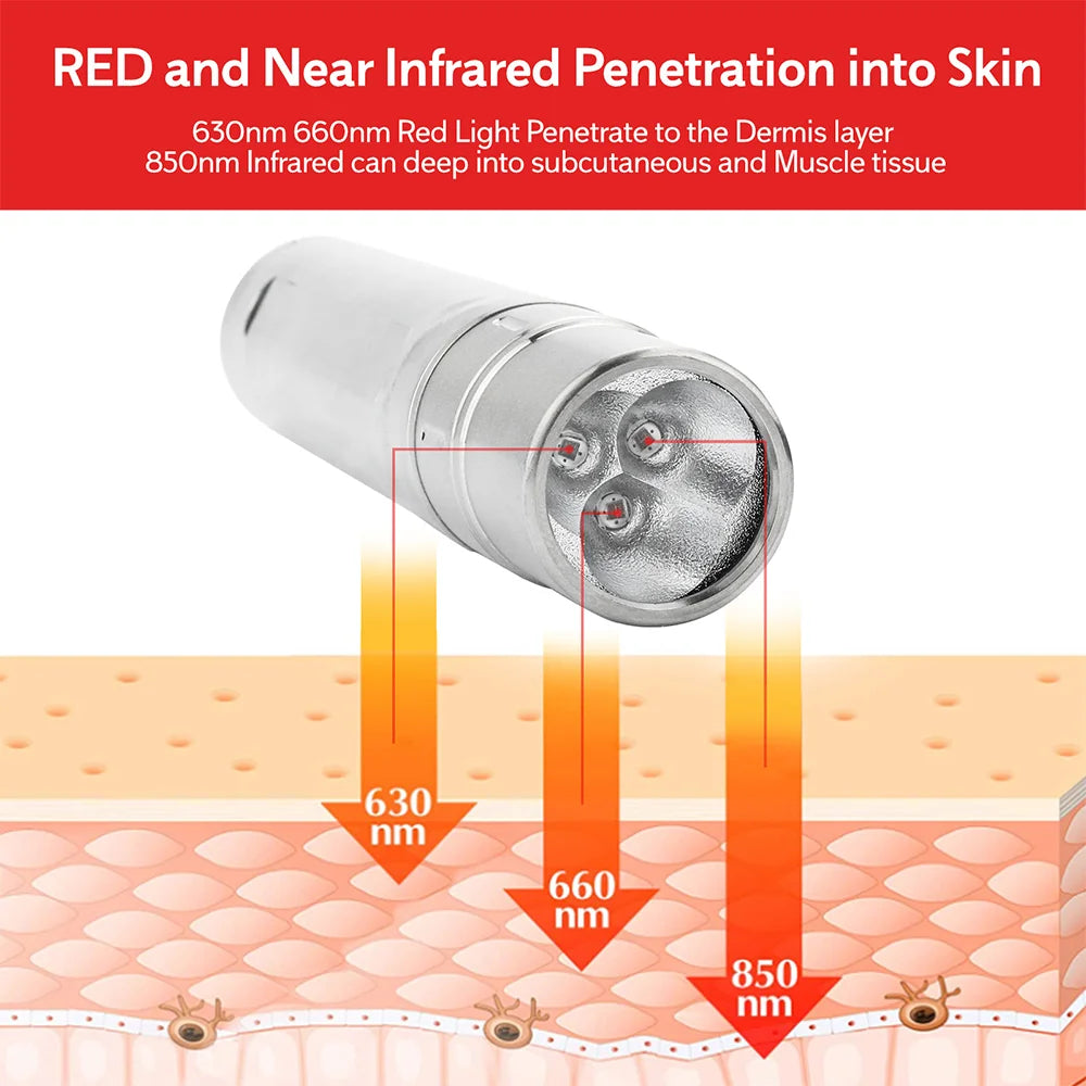 Portable Red Light Therapy Lamp 630nm 660nm 850nm USB Wand Red Light Therapy Wand Qst