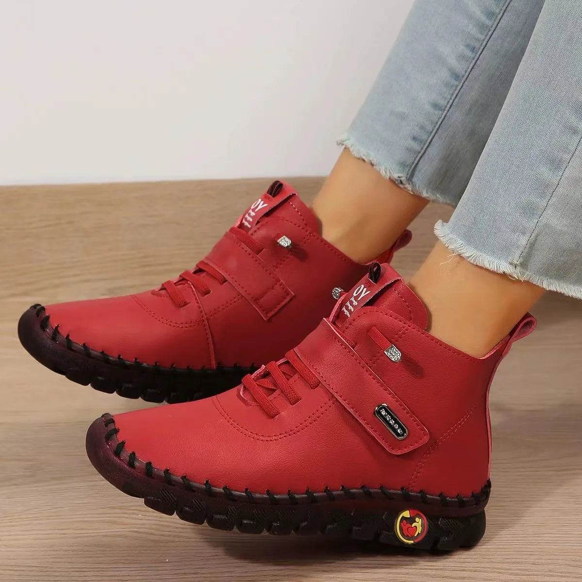 Women's Winter Plush-Lined Ankle Boots – Platform & Waterproof Women's Ankle Boots Qst Red CN 42(Insole 26 cm