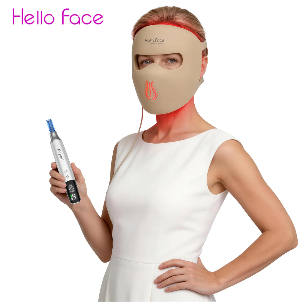 Dr. Pen M9 Microneedling Pen + Hello Face M300 LED Mask Combo Microneedling & LED Combo Qst