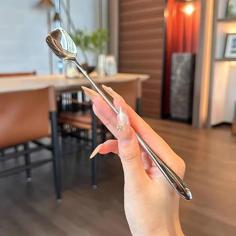 Gold Long Handle Stainless Steel Dinner Spoon – 20cm Dinner Spoon Qme