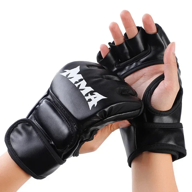 Half-Finger Leather Boxing Gloves – Adult Training Gloves Boxing Training Gloves Qme