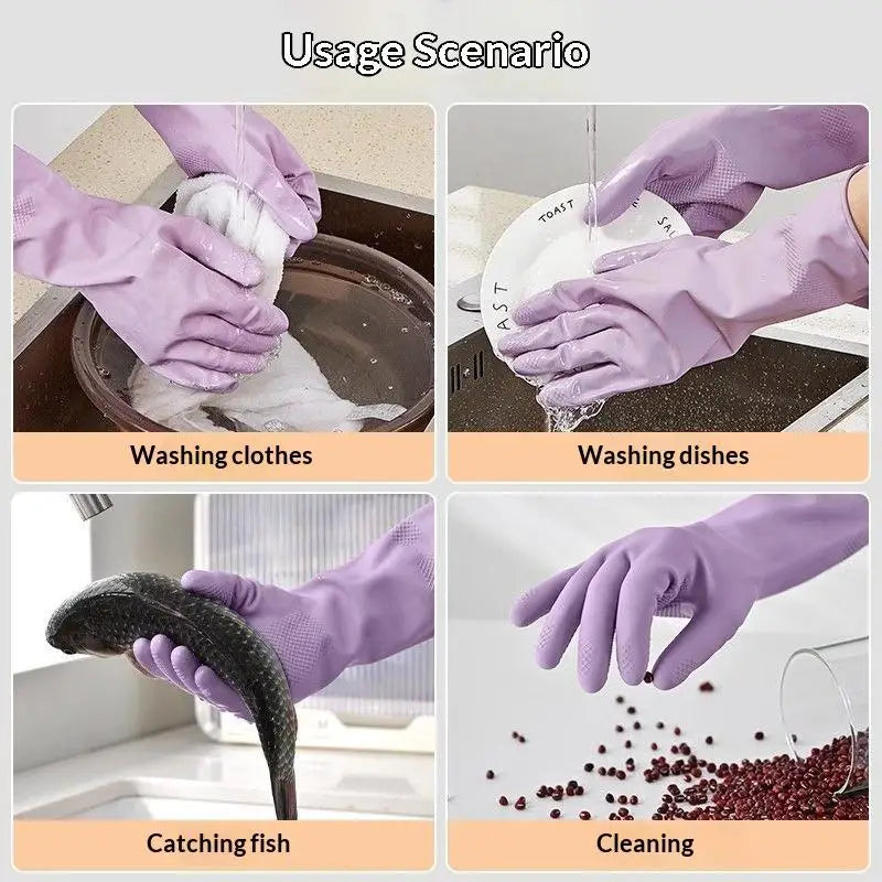 Reusable Latex Dish Gloves – Kitchen, Laundry & Gardening Cleaning Gloves Qst