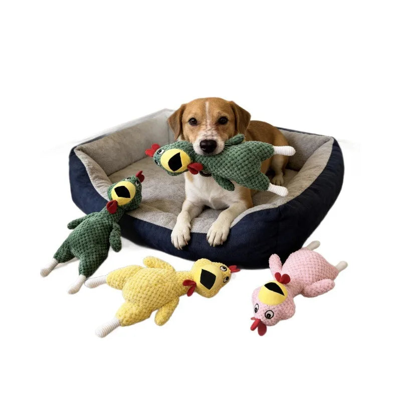 Squeaky Plush Chick Dog Toy – Interactive Puppy Chew Toy Squeaky Plush Dog Toy Qme
