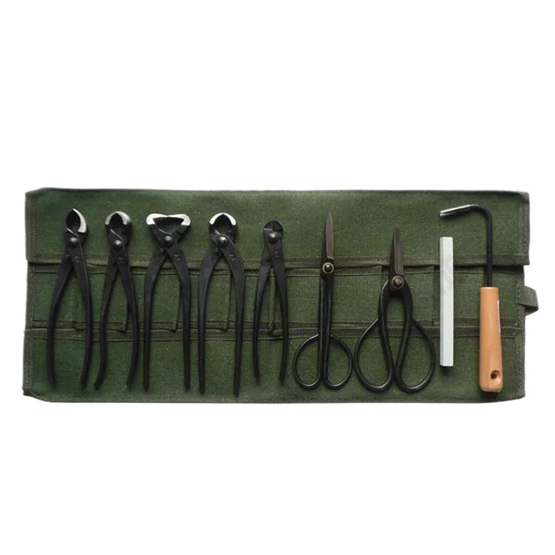 Japanese Bonsai Tool Canvas Roll Bag – 600×430mm Storage Case Tool Roll Bag Qme Green NONE
