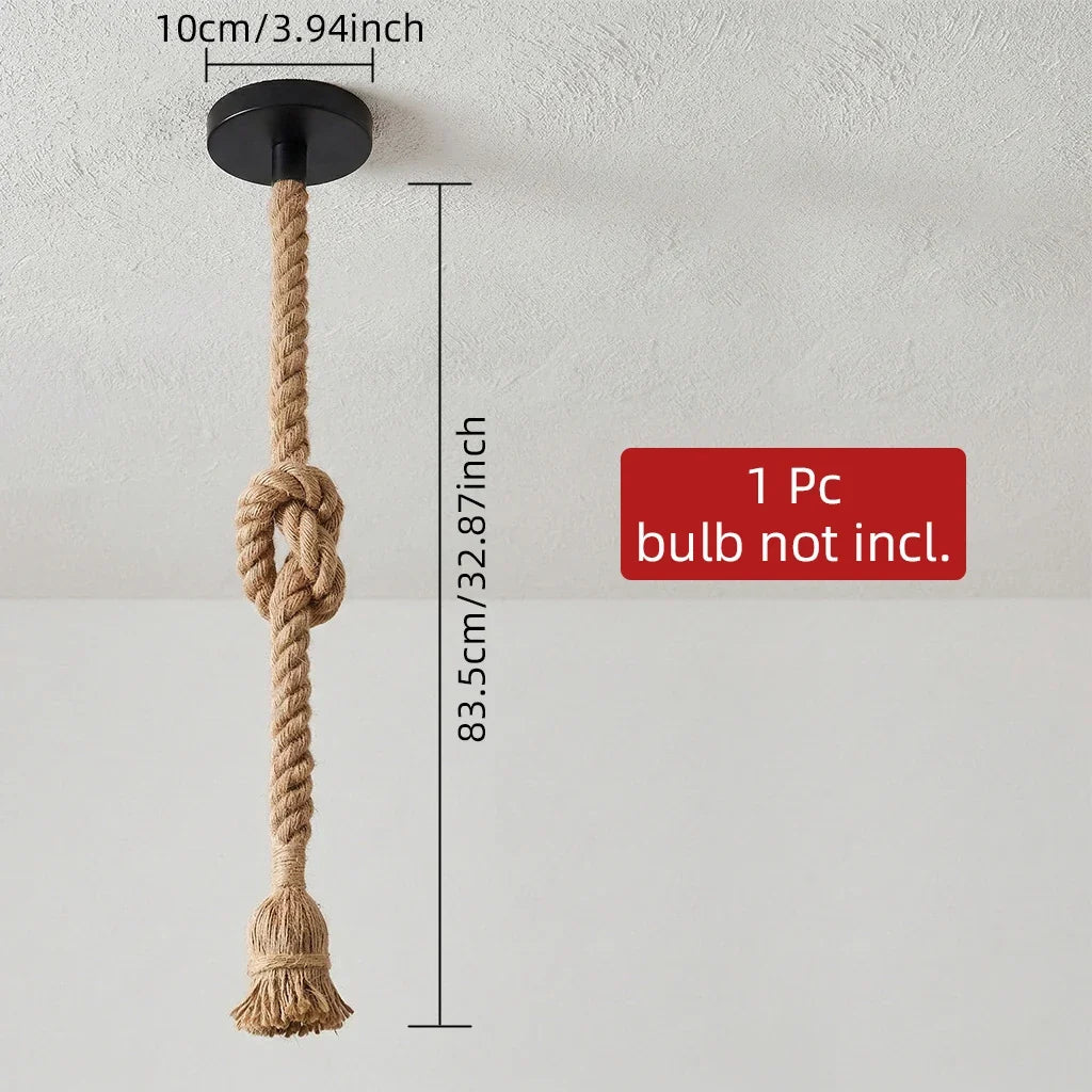 Vintage Hemp Rope Retro Ceiling Pendant Light E27 Loft Ceiling Pendant Light Qme black