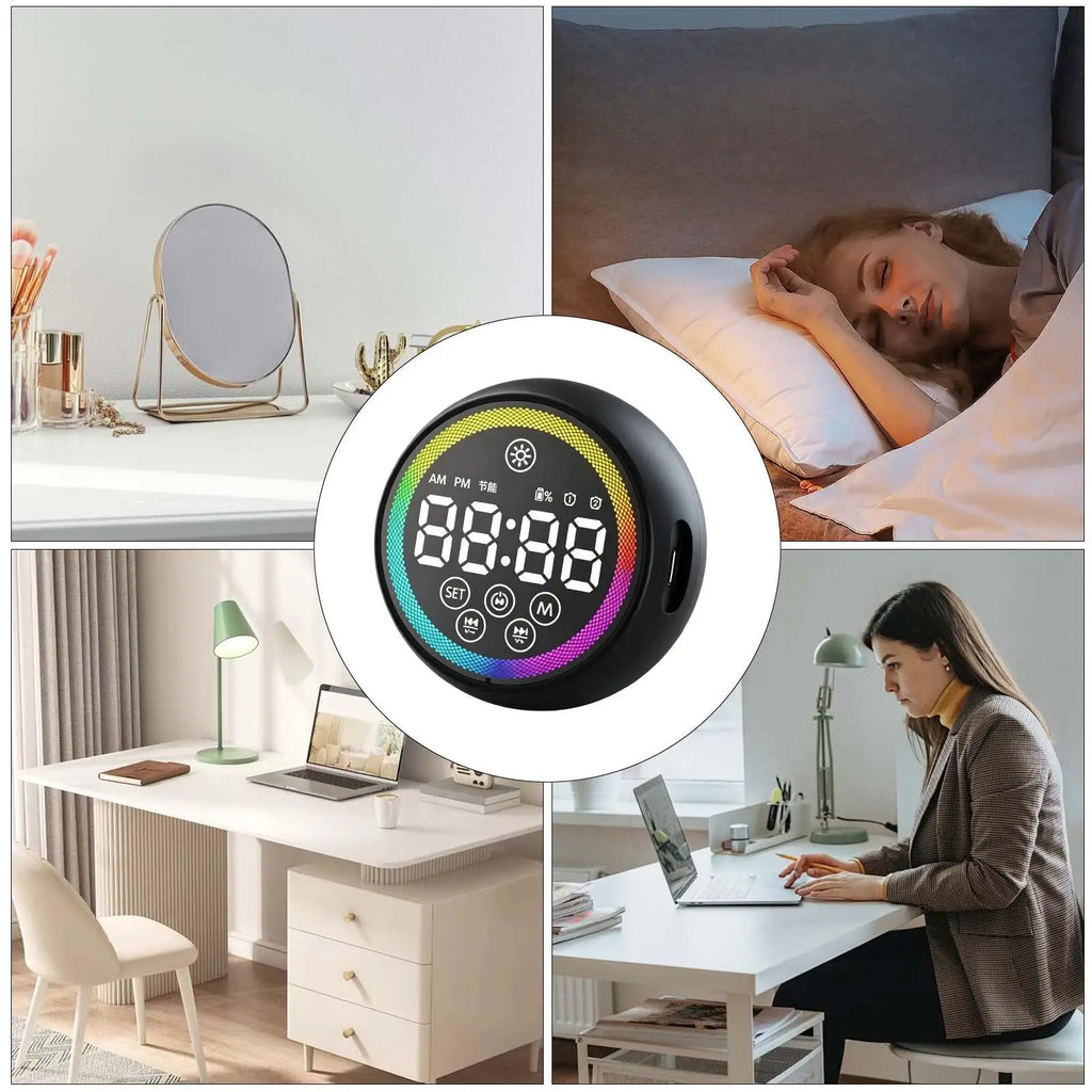 Digital LED Alarm Clock Loud Speaker & RGB Night Light Digital Alarm Clock Qme