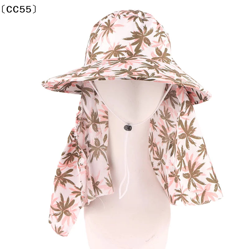 Women's UV Protection Sun Hat with Removable Shawl | Foldable UV Sun Hat Qst