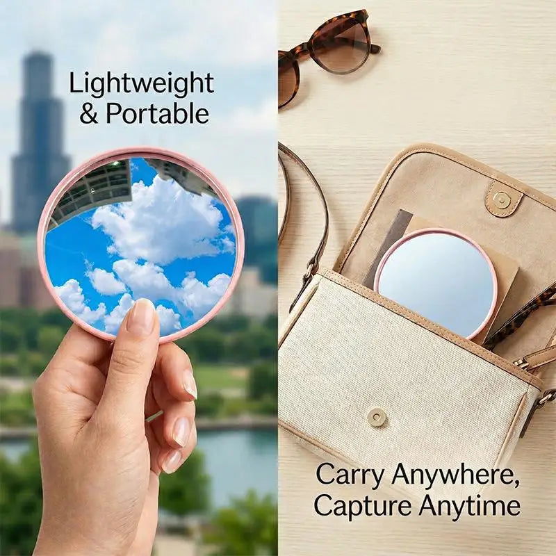 Portable Round Convex Makeup Mirror – Handheld Photo Prop Handheld Makeup Mirror Qme