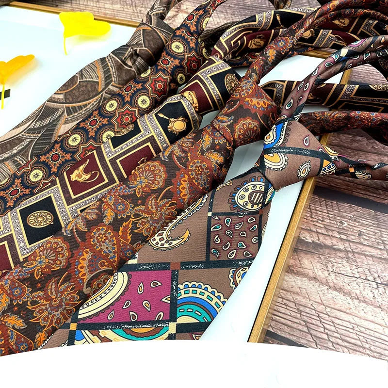 Men's Paisley Floral Geometric Novelty Necktie | Silk-Feel Novelty Necktie Qme