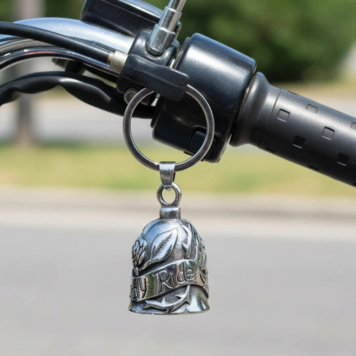 Motorcycle Angel Bell Rose Design Charm | Stainless Steel Motorcycle Bell Charm Qme Default Title