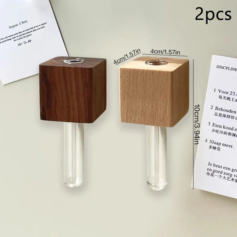 Wooden Magnetic Test Tube Vase – DIY Flower Fridge Magnet Magnetic Bud Vase Qme A3