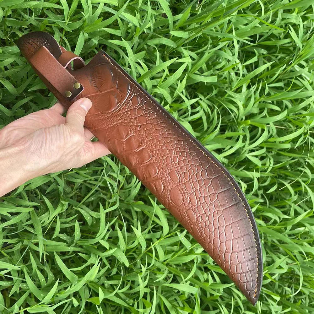 Leather Fixed Blade Knife Scabbard 42.3cm with Belt Buckle Leather Knife Scabbard Qst