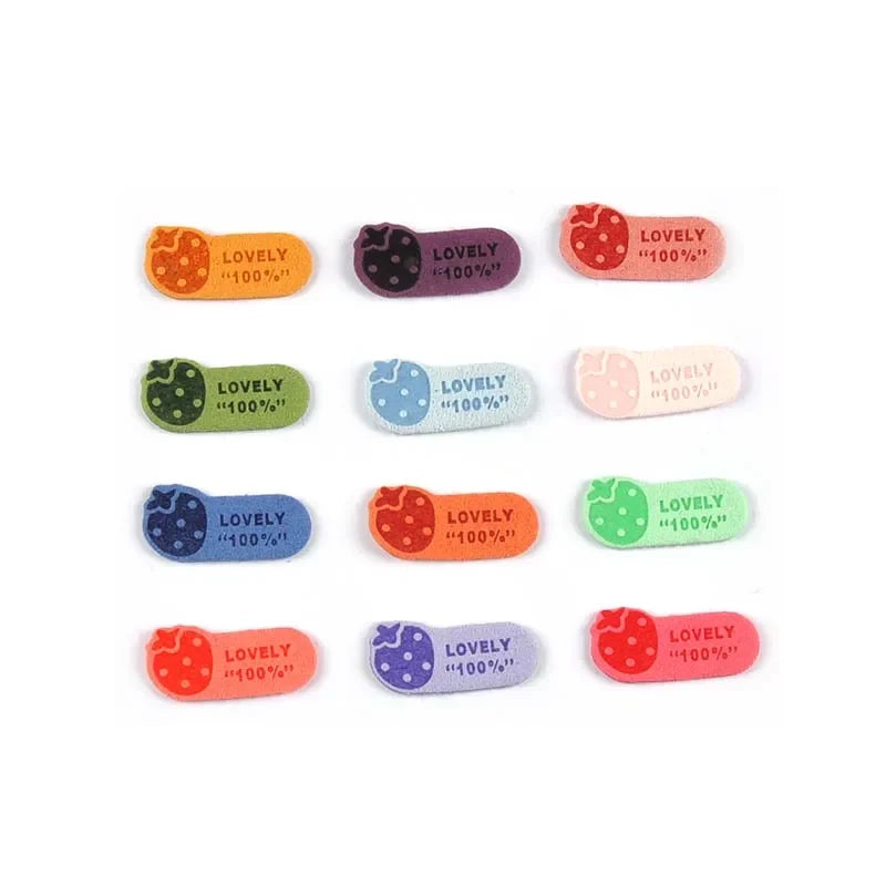 Strawberry Embossed Cloth Sewing Labels – 13 Colors, 13.5×29mm Cloth Sewing Labels Qme
