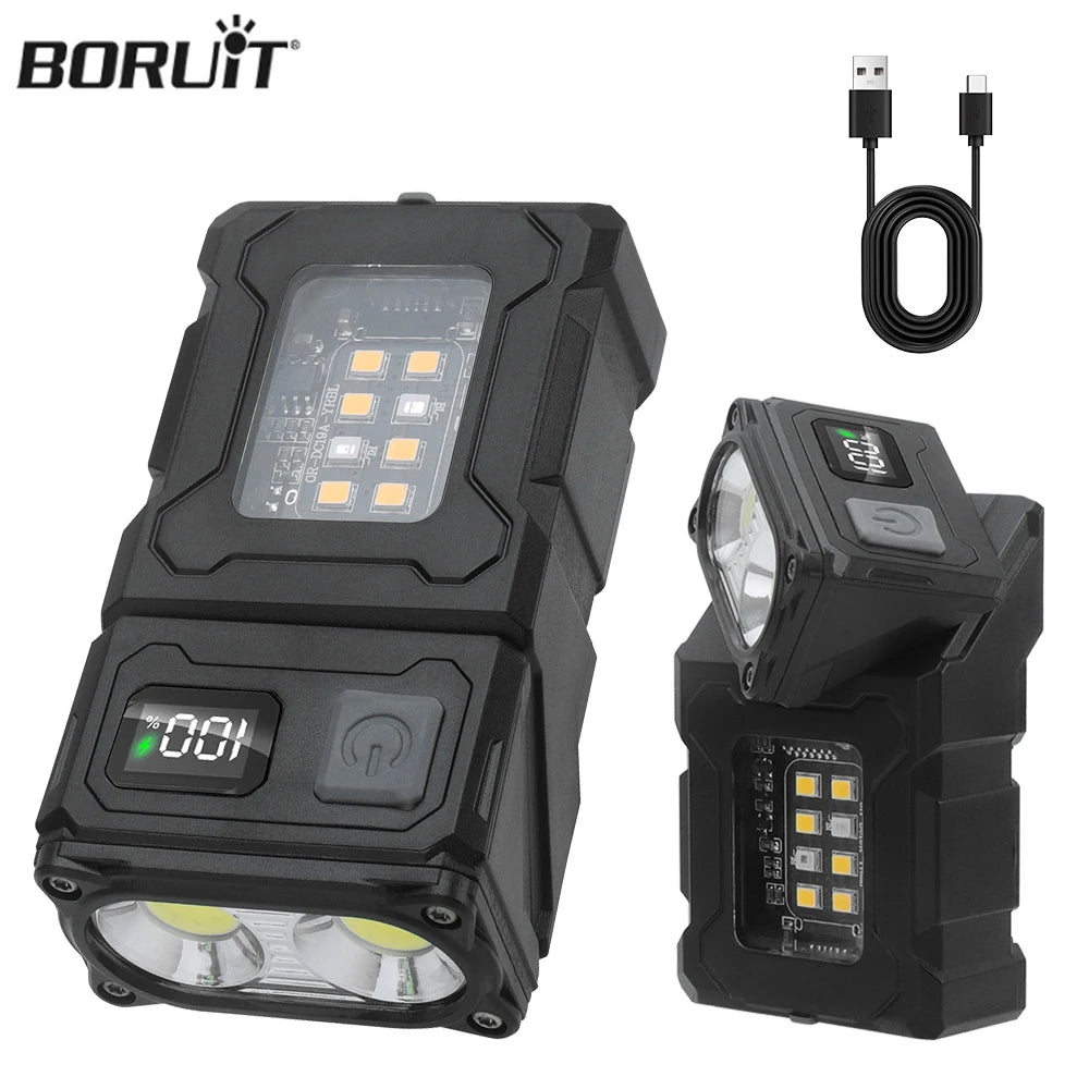 BORUiT EDC Keychain Flashlight 180° Magnetic USB-C Rechargeable EDC Keychain Flashlight Qst