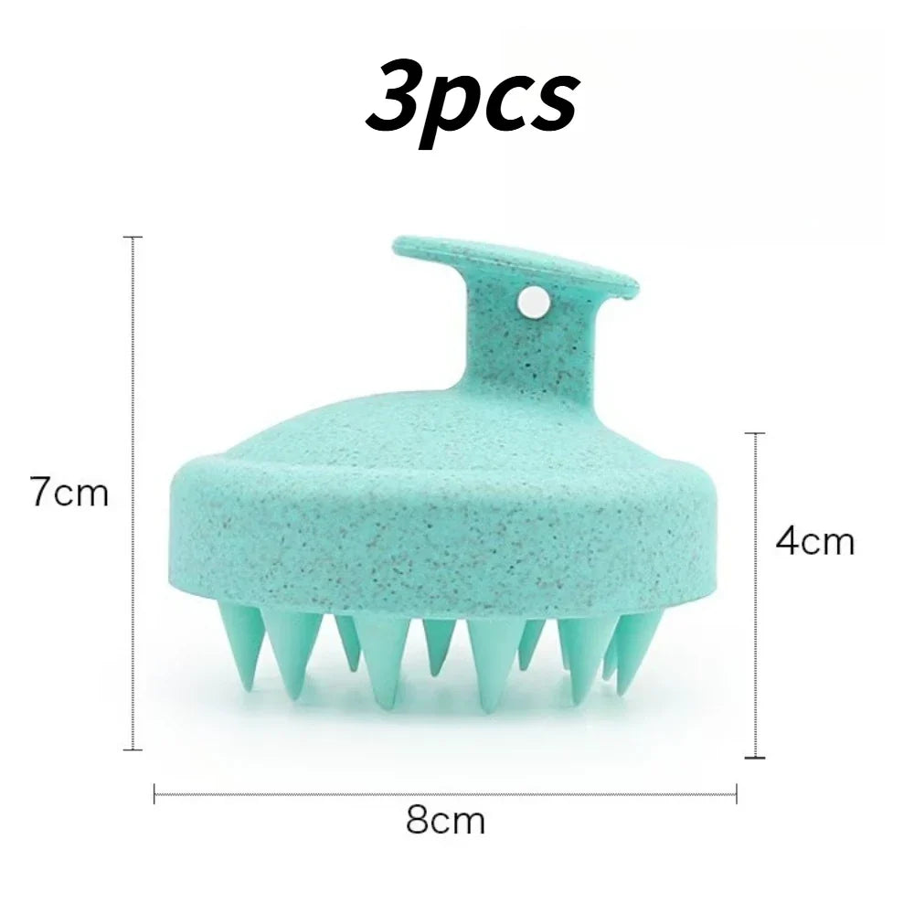 Soft Silicone Scalp Shampoo Brush & Hair Washing Comb Scalp Shampoo Brush Qme light green 3pcs