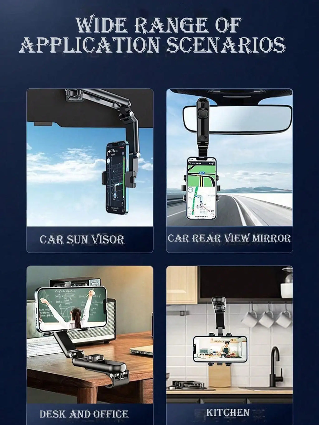 360° Rotating Sun Visor Car Phone Mount | Universal Holder Car Phone Mount Qme