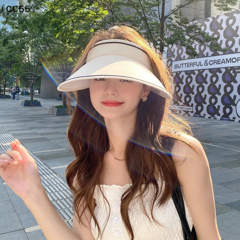 Women's Wide Brim UV Sun Visor Hat – Foldable & Packable Sun Visor Hat Qst