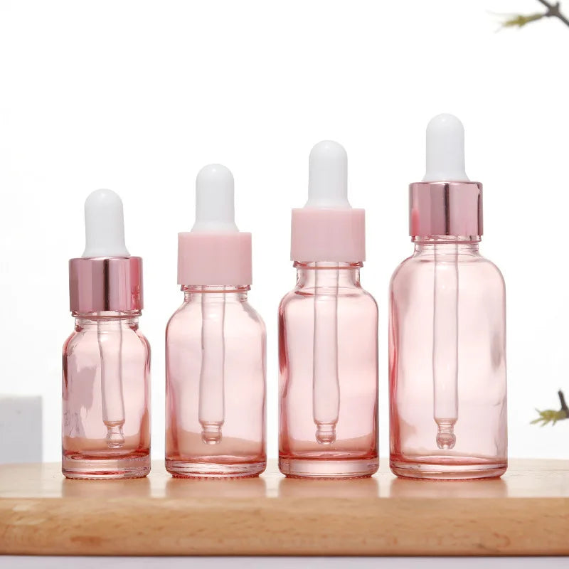 Pink Glass Dropper Bottles Refillable Rose Lid – 10/30/50ml Glass Dropper Bottles Qme