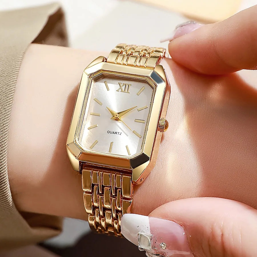 Women's Luxury Quartz Watch & LOVE Bracelet Set | Alloy Band Women's Watch Set Qme