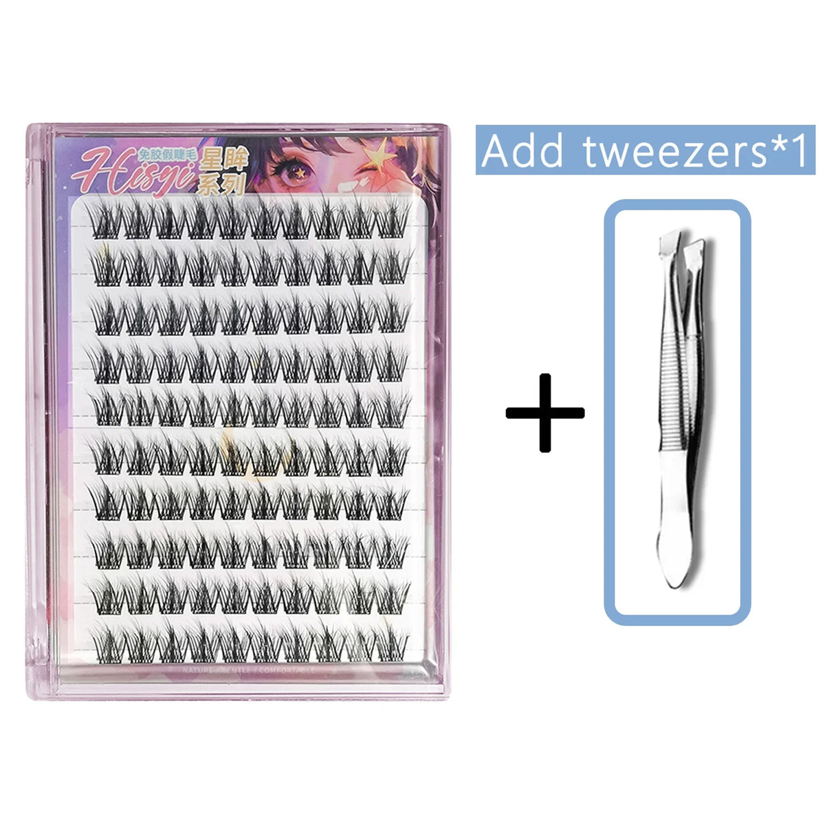 HISYI Glue-Free Segmented False Eyelashes – Star Eye Series False Eyelash Extensions Qme Combo pack 2