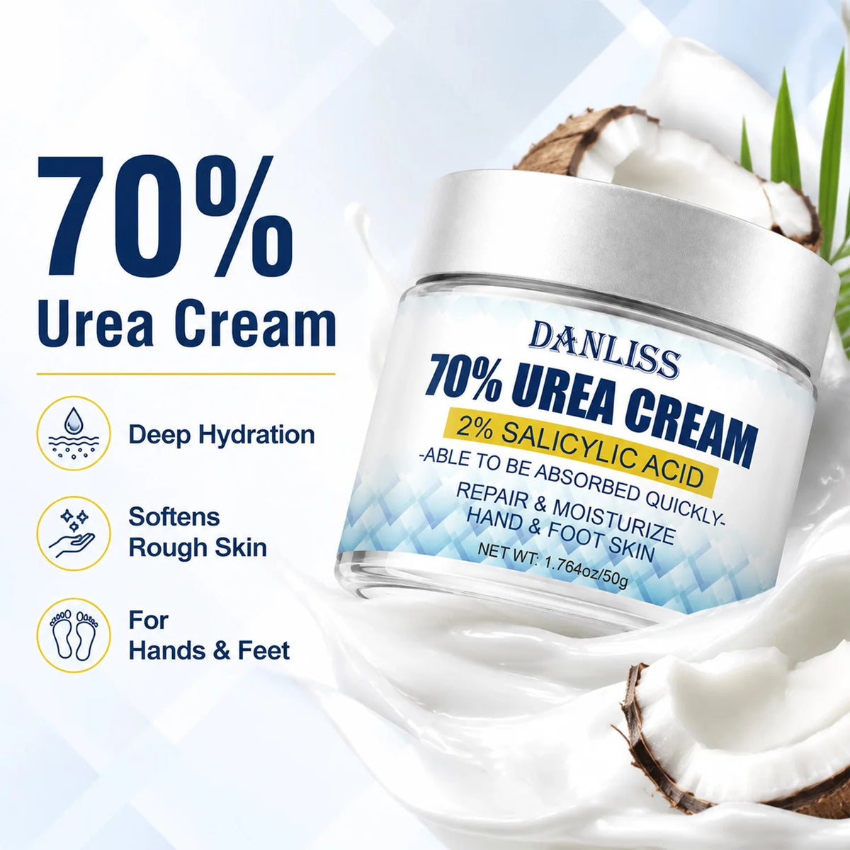 Lanemay 70% Urea Cream 2% Salicylic Acid – Feet & Hands 50g Foot & Hand Cream Qst
