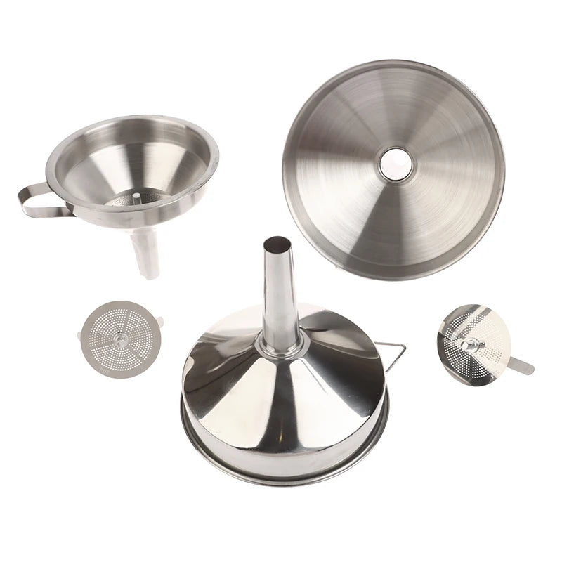 304 Stainless Steel Kitchen Funnel with Strainer – 10/12/14cm Kitchen Funnel Qst