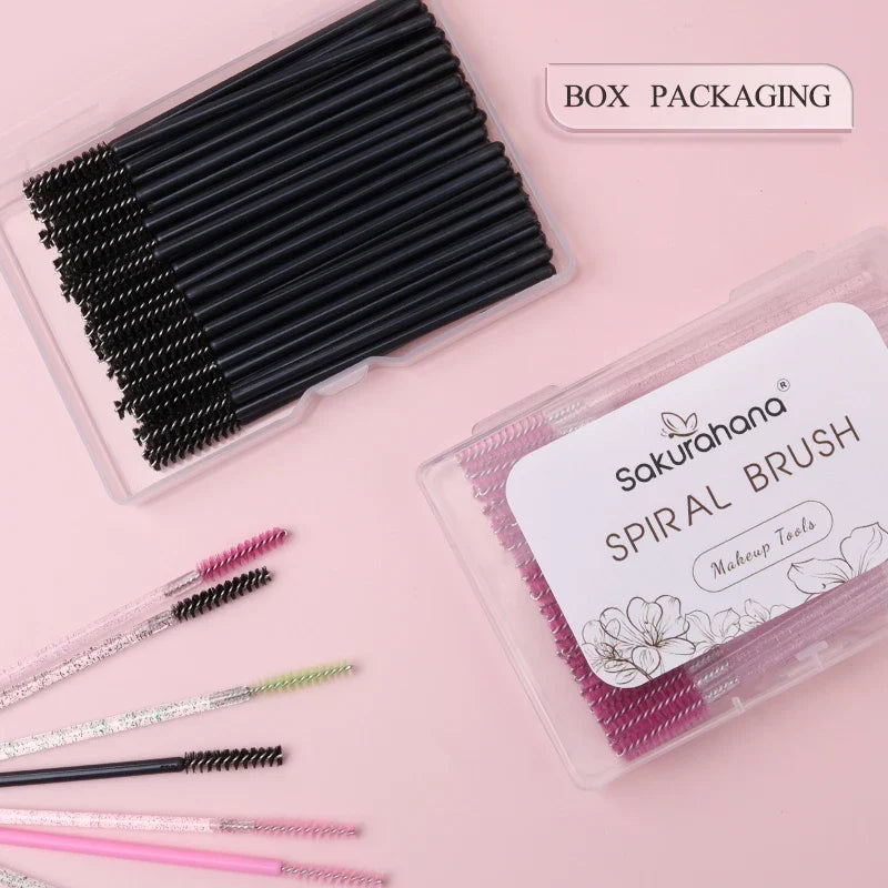 NATUHANA 50 Disposable Mascara Wands & Eyelash Spoolies Disposable Spoolie Brushes Qme