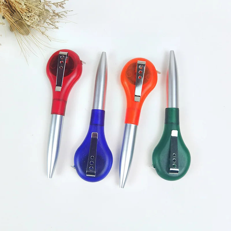 2-in-1 Ballpoint Pen & Retractable Tape Measure | Blue Ink Pen Tape Measure Qme