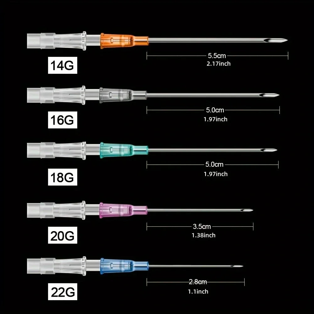 Sterilized 316L Steel Piercing Needles Set – 14G to 22G, 5 Sizes Piercing Needles Qme