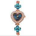 Women's Heart-Shaped Quartz Bracelet Watch – 6 Colors Bracelet Watch Qme Blue