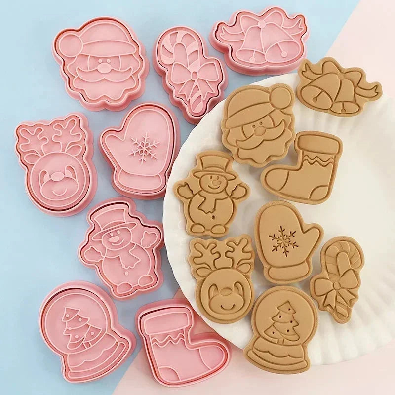 Christmas Cookie Cutters Set – 8 Pcs Cartoon Biscuit Moulds Cookie Cutter Set Qme