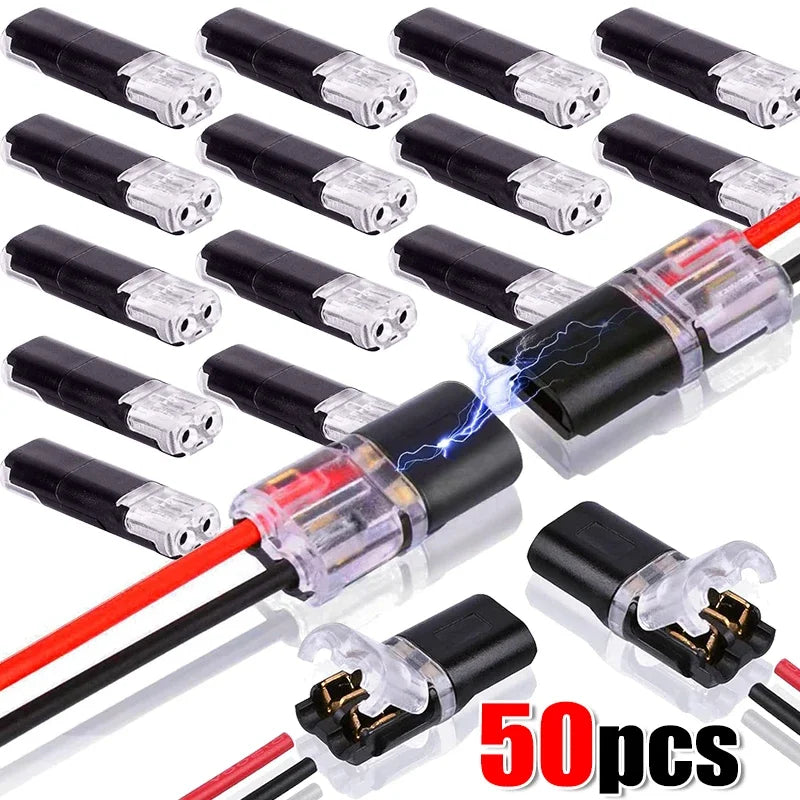 50-Pack Waterproof 2-Pin Fast Plug Car Wire Connectors Wire Connector Pack Qme